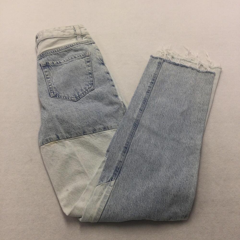 PacSun 90s Boyfriend Jeans Womens 24 Blue Patchwork Raw Hem Distressed